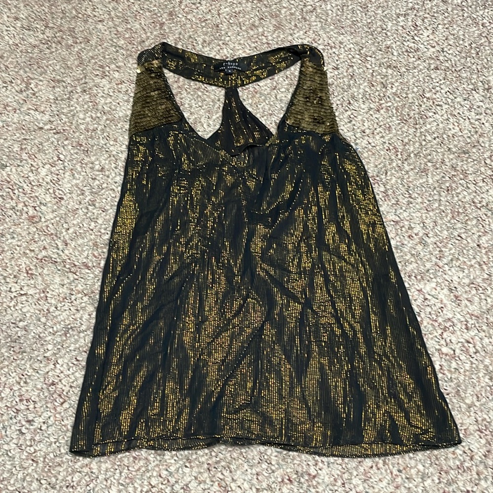 T bags gold sequin top